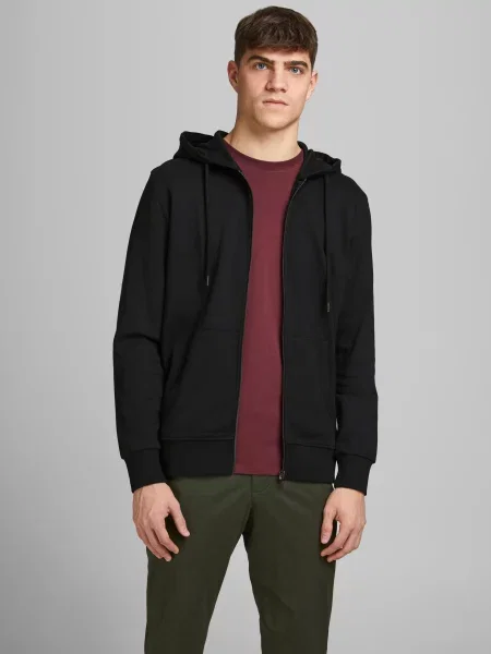 Pulover Jack & Jones s kapuco črna