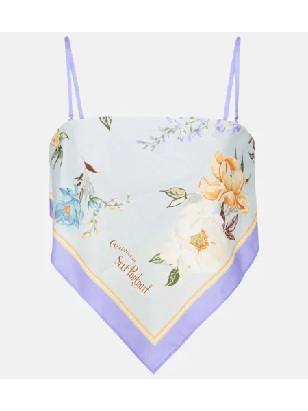 Cropp top Self-portrait de in cu model floral albastru