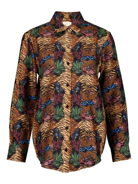 Koszula Paula z nadrukiem w tygrysie prążki brązowa