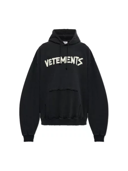 Vetements Tape Logo bluza z kapturem czarna