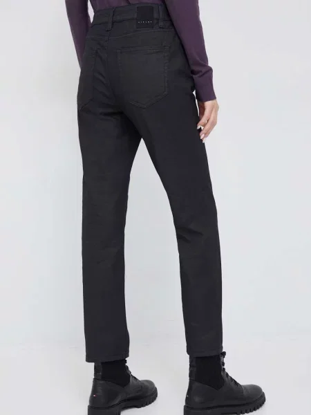 Kalhoty Sisley jednoduché high waist černá