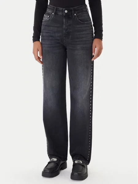 Tommy Jeans Τζιν Layla Straight Fit μαύρο