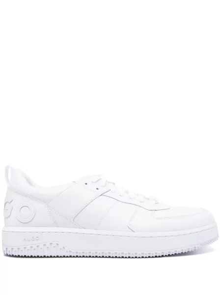 Sneakerși Hugo cu șireturi din dantelă alb