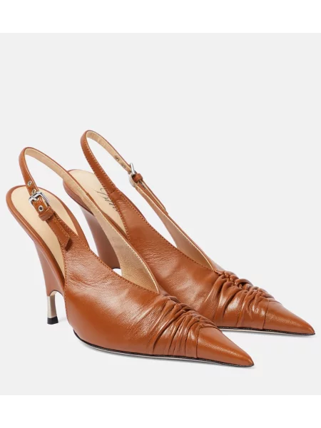 Pantofi cu toc Blumarine din piele slingback maro