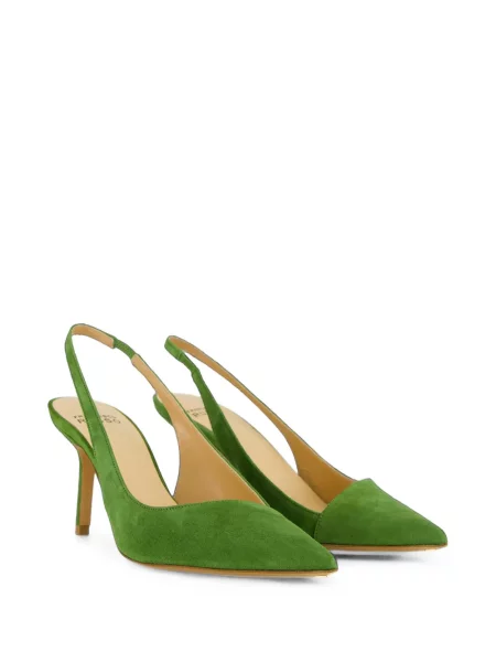 Pantofi cu toc Francesco Russo din piele de căprioară slingback verde