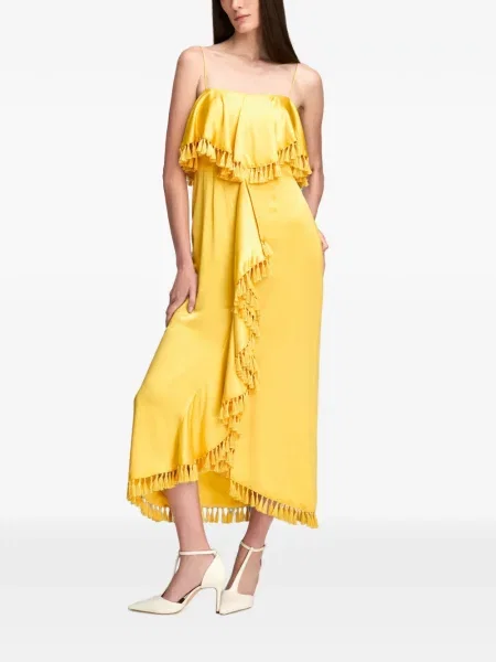 Rochie midi Cinq A Sept cu volane galben