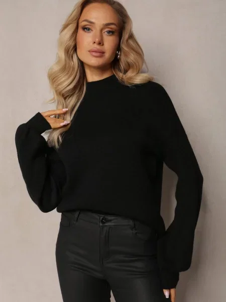 Gładki Sweter Golf ze Ściągaczami Germifa czarny