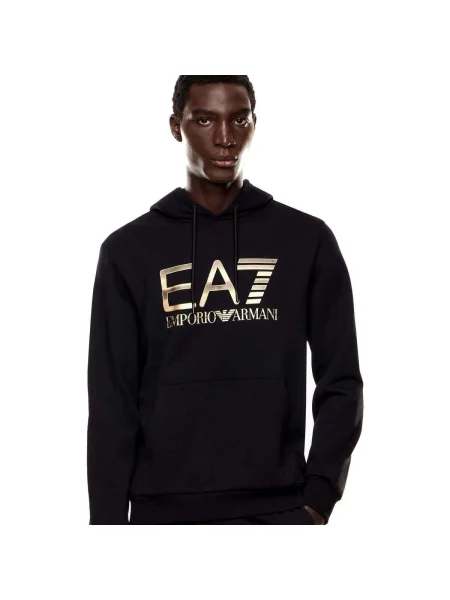 Mikina Emporio Armani Train Logo Series Big Logo Hoodie black černá