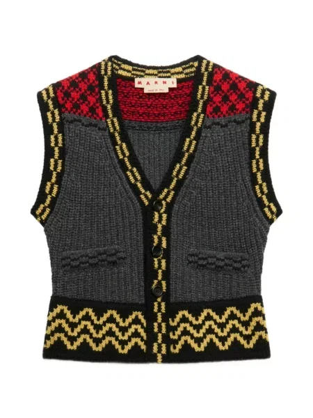Vestă Marni tricotate cu imprimeu geometric gri