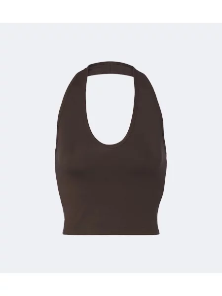 Top Norba cu gât halter maro