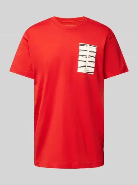 T-shirt z nadrukiem z logo Calvin Klein Jeans czerwona