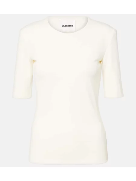 Tricou Jil Sander din jerseu bej