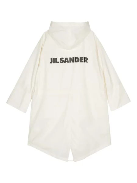 Płaszcz Jil Sander z kapturem z nadrukiem biały