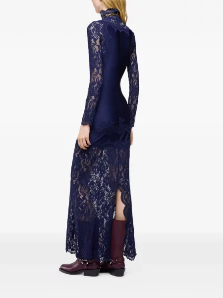 Lung rochie maxi Rabanne din dantelă albastru