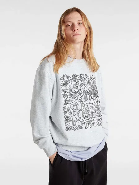 Світшот Vans Skool Doodle бавовна/поліестер сірий