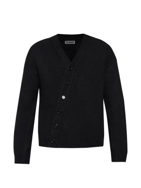 Cardigan Jil Sander tricotate asimetric negru