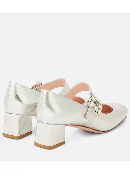 Kožené lodičky Roger Vivier strieborná