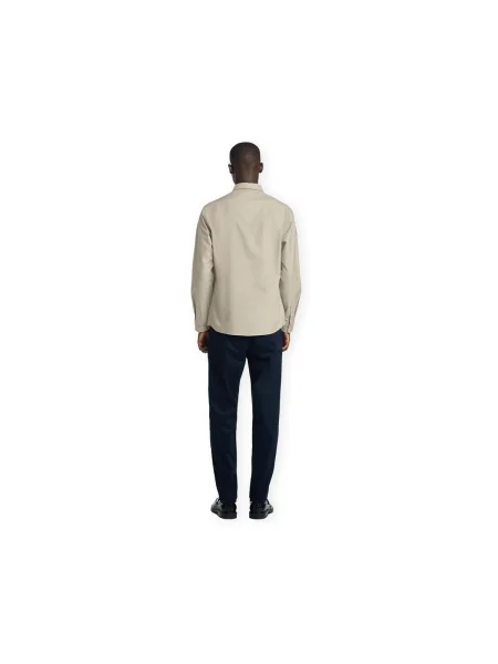 Cămașă Selected Homme din țesătură twill bej