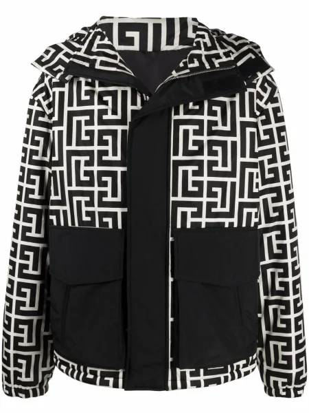 Geacă Balmain cu imagine negru