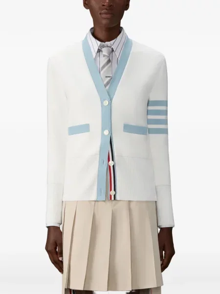 Cardigan Thom Browne cu decolteu în V alb