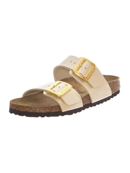 Klapki Birkenstock na sprzączkę zamszowe białe
