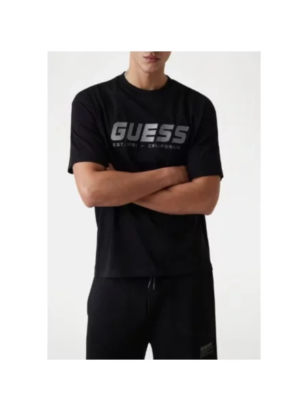T-shirt z nadrukiem z logo model ‘SURON’ Guess czarna