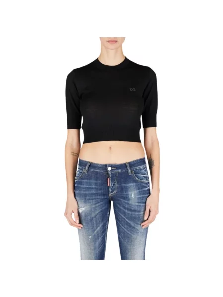 Krótki sweter Dsquared2 wełniany czarny