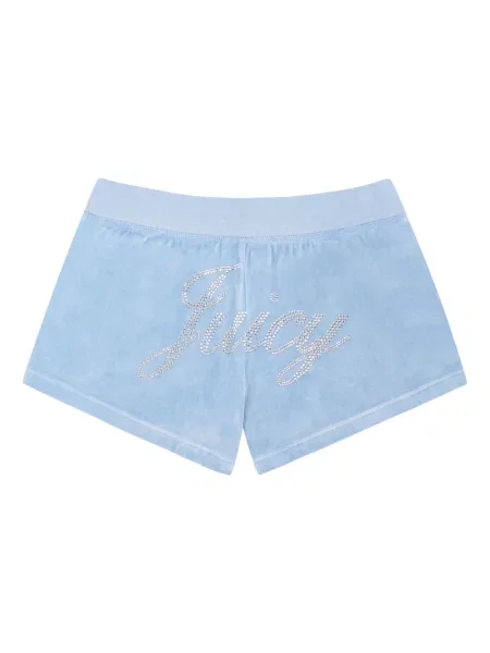 Welurowe krótkie szorty Juicy Couture niebieskie