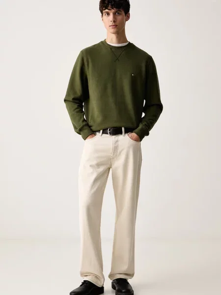 Tommy Hilfiger pulover z bombažem zelena
