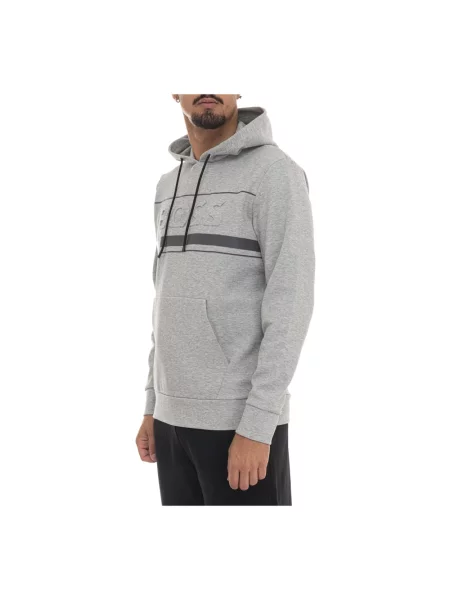 Bluza z kapturem Boss z kapturem z nadrukiem szara