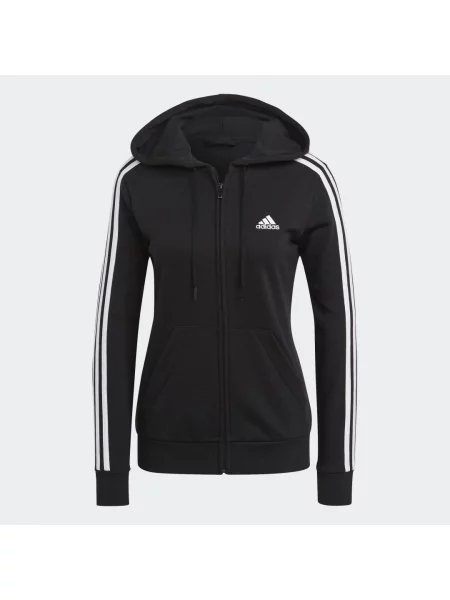 Bluza z kapturem Adidas w paski frotte biała