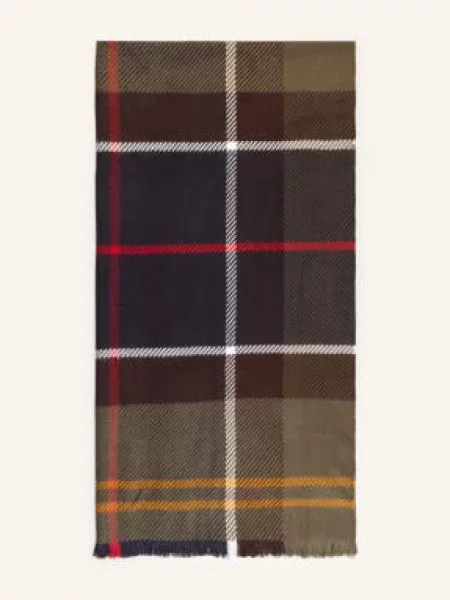Szal z naszywką z logo model BLAIR TARTAN' Barbour brązowa