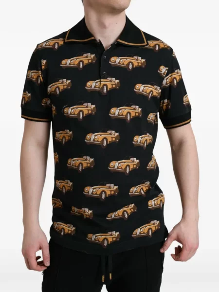 Tricou polo Dolce & Gabbana cu imagine negru