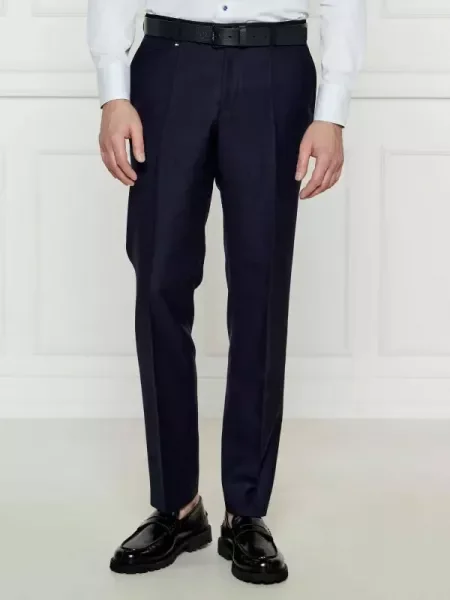 BOSS BLACK De lână pantaloni negru