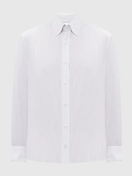 Сорочка в смужку з фігурним низом Brunello Cucinelli біла