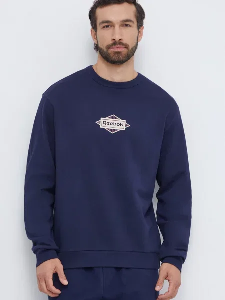 Bombažen pulover Reebok Classic mornarsko modra