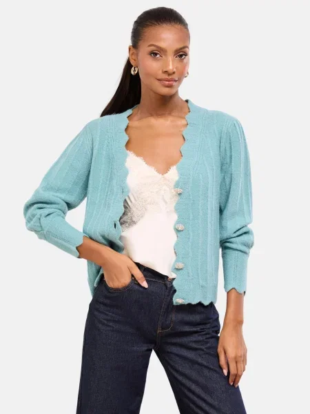 Lipsy Geacă tricotată deschis albastru