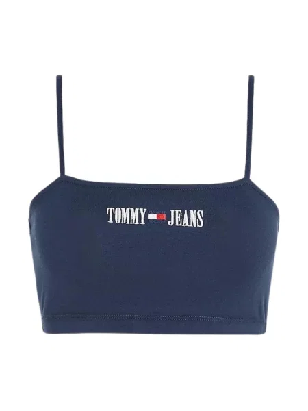 Top Tommy Jeans o skróconej długości niebieski