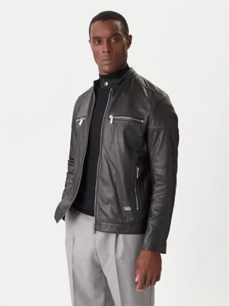KARL LAGERFELD Geacă de piele negru