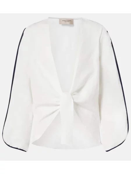 Ľanový top Adriana Degreas biela