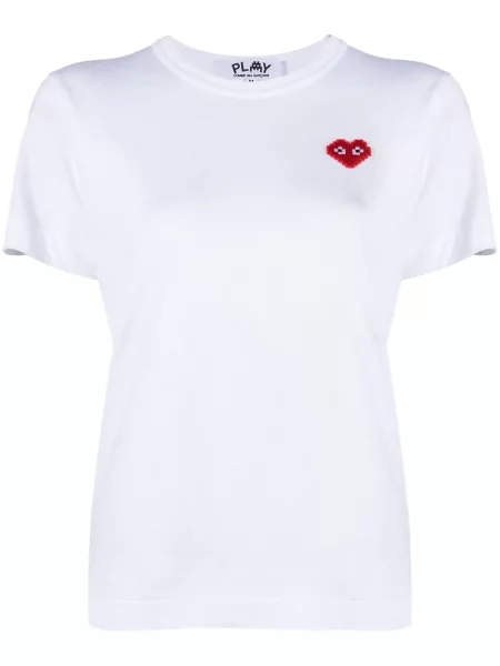Tricou Comme Des Garcons Play cu broderie alb