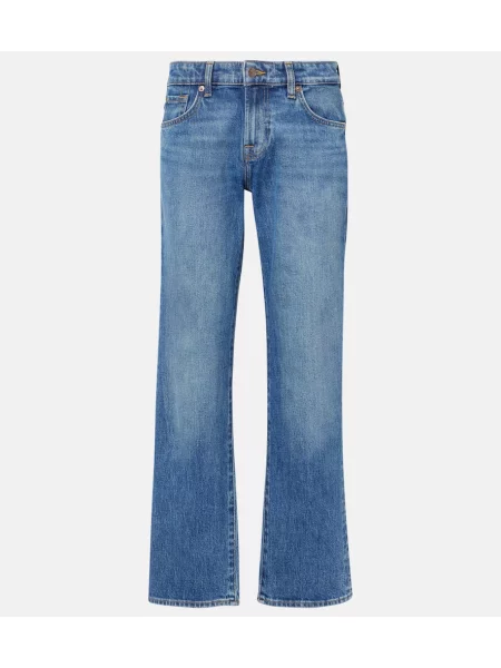 Blugi drepți 7 For All Mankind cu talie înaltă albastru