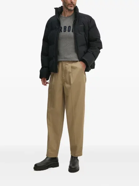 Pulover Barbour cu decolteu rotund cu autograf gri