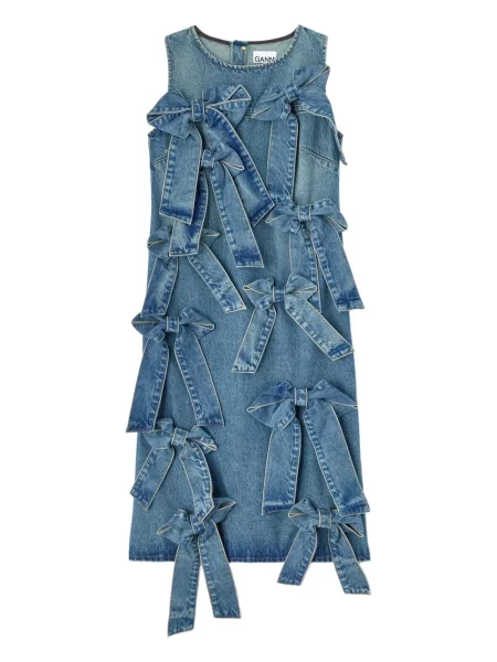 Sukienka midi Ganni do kolan garniturowa niebieska