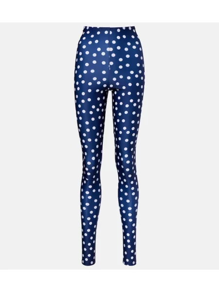 Legginsy Jean Paul Gaultier w grochy z dżerseju niebieskie