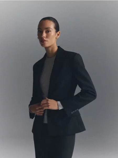 Reserved Blazer slim fit din adaos de lână negru