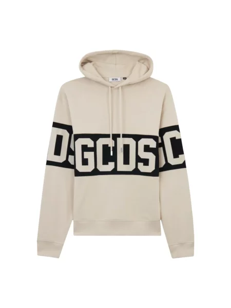 Bluza z kapturem Gcds z logo beżowa