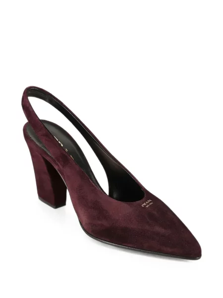 Pantofi cu toc Prada din piele de căprioară roșu