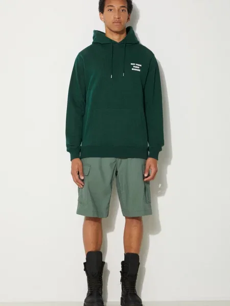 Drôle de Monsieur bluza Le Hoodie Slogan z kapturem z nadrukiem zielony