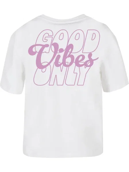 Miss Tee Tricou Good Vibes roz eozină alb